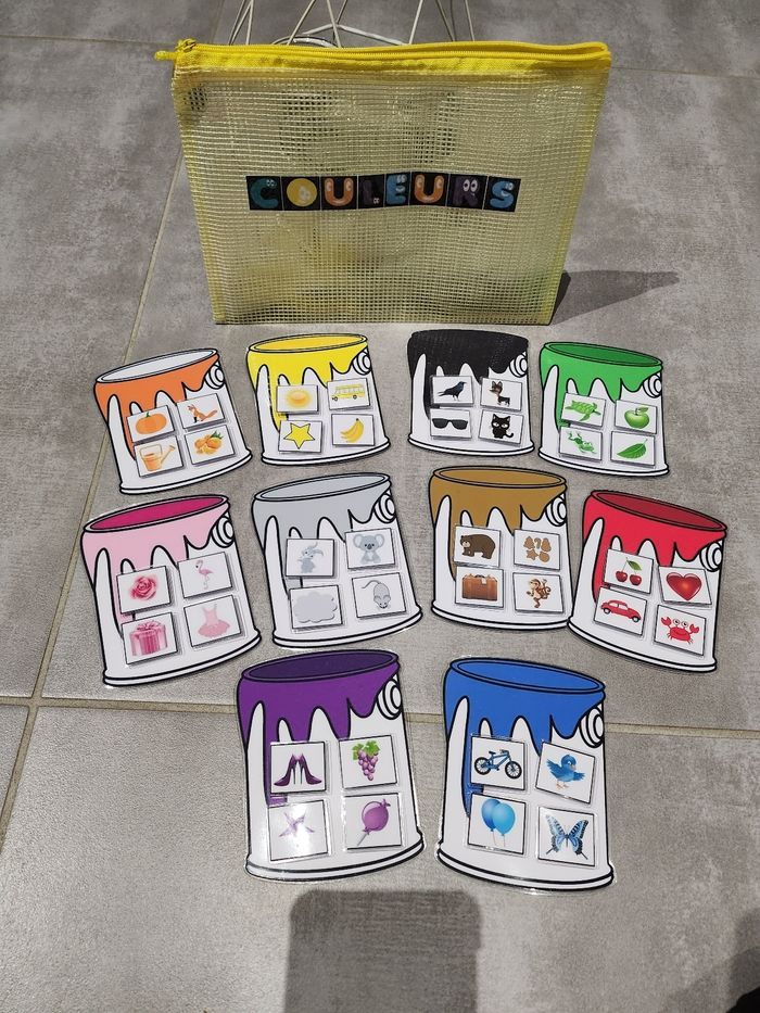 Jeux plastifiés et scratchés façon montessori