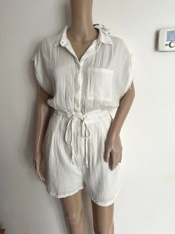 Combi short blanc écru taille 38, 100% coton
