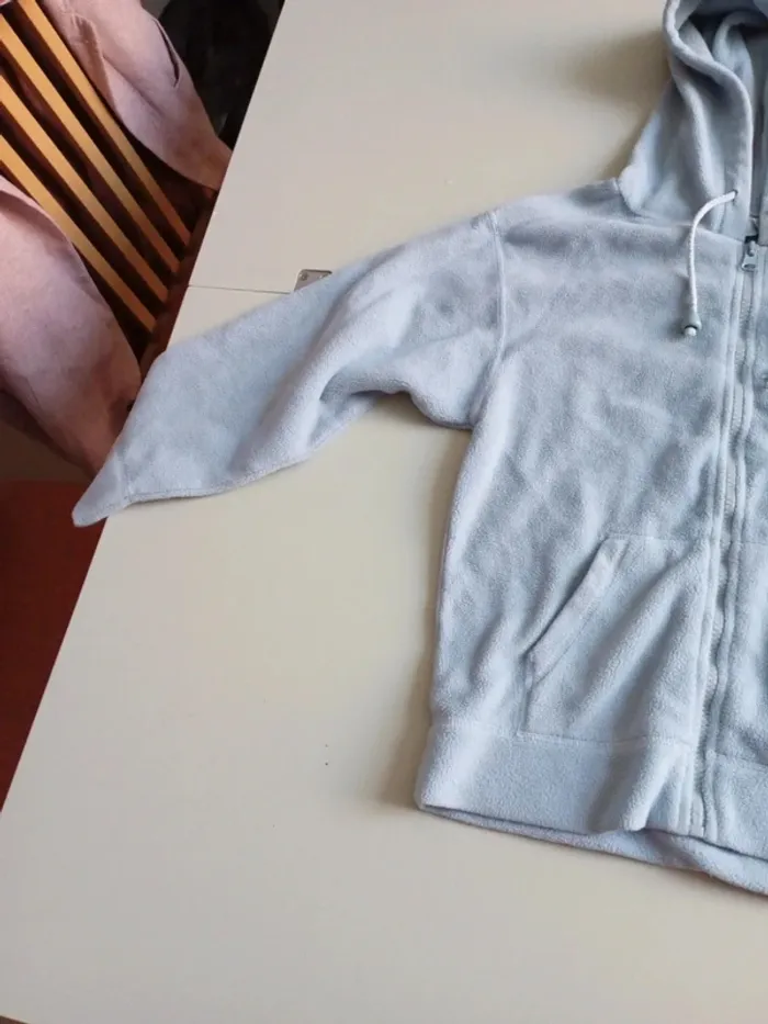 Gilet polaire bleu ciel à capuche girls 12 ans - photo numéro 2