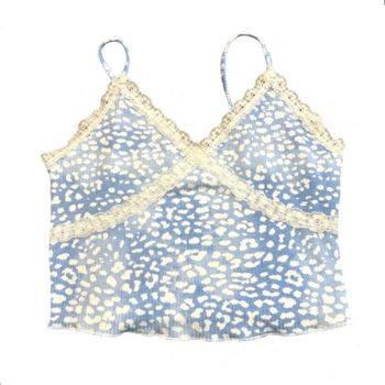 Haut débardeur court crop top d'été léger à dentelle à motif 
