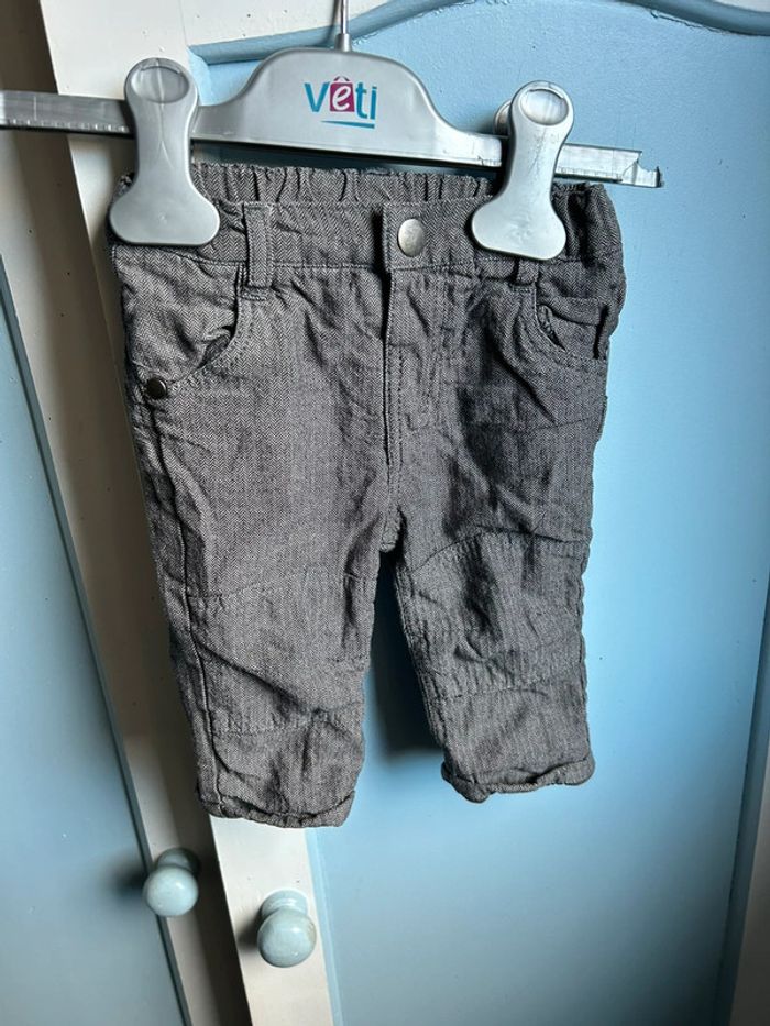 Pantalon gris , doublé , 3 mois