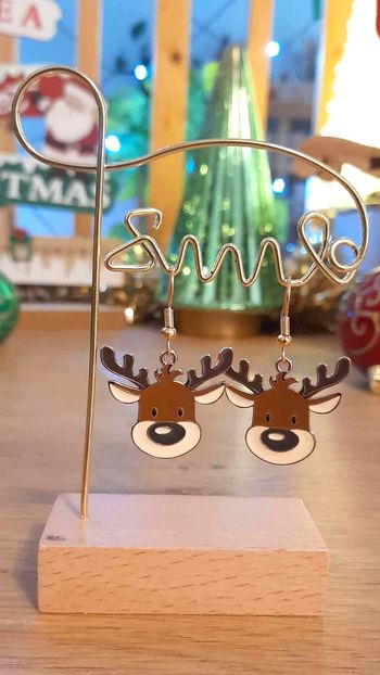 Bijoux Noël | Boucles d’Oreilles neuves Renne de Noël