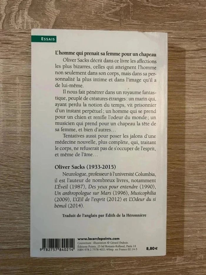 Olivier SACKS - L'homme qui prenait sa femme pour un chapeau - photo numéro 2