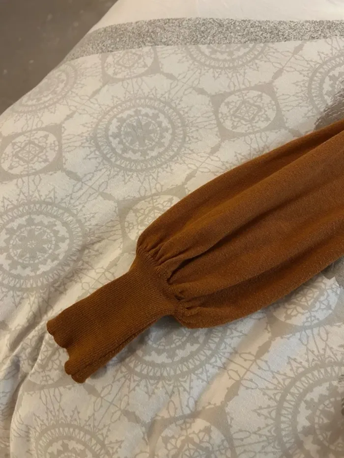 Pull fin manches longues couleur camel - photo numéro 3