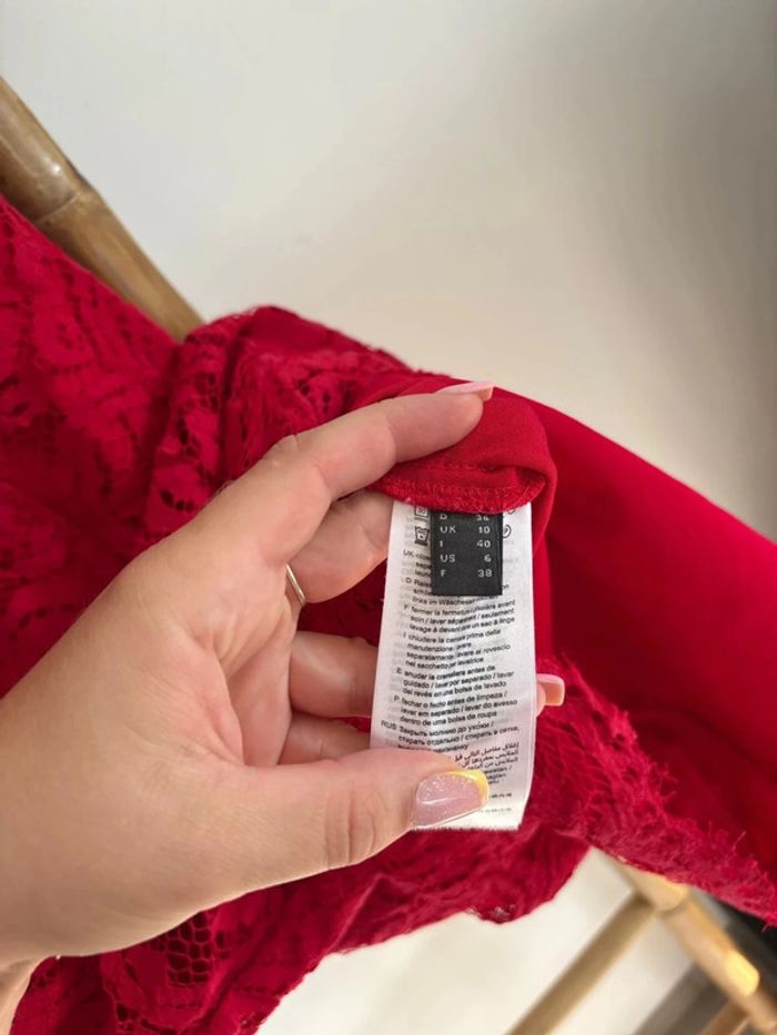 Robe rouge dentelle esprit taille 38 / M - photo numéro 6