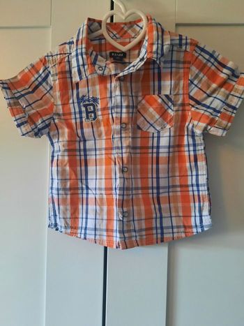 Chemise Manches Courtes Carreaux Orange Baby Adventurer Kiabi 12M