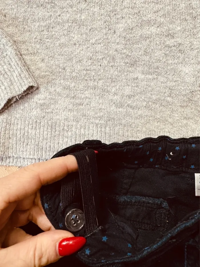 Taille 8 ans tenue 2 pièces fête fille Okaïdi Kiabi gris bleu marine * scintillant * 🎄 - photo numéro 7