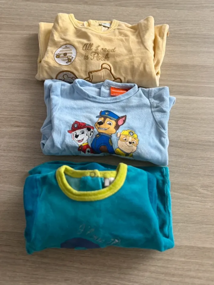 Lot 3 pyjamas velours 6 mois