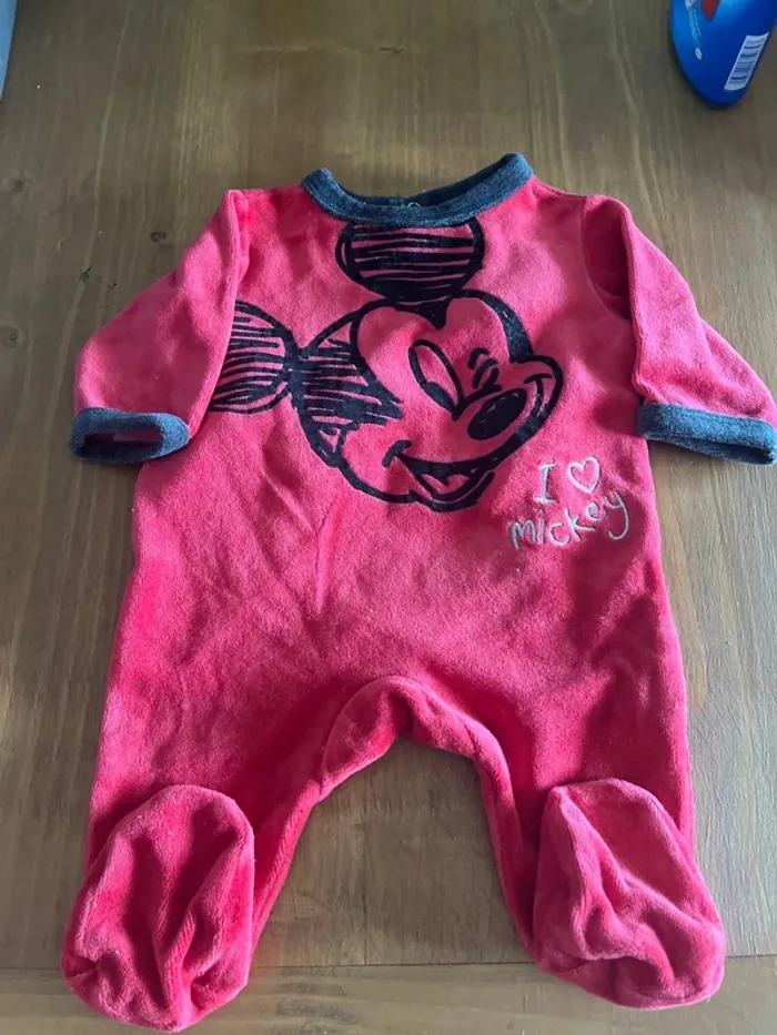 Pyjama grenouillère velour 1 mois Disney Mickey