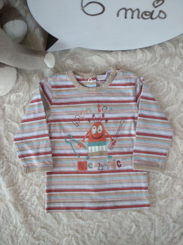 Tee shirt chemise manches longues Garçon 6 mois Monstre Monster mecanics Kitchoun - photo numéro 2