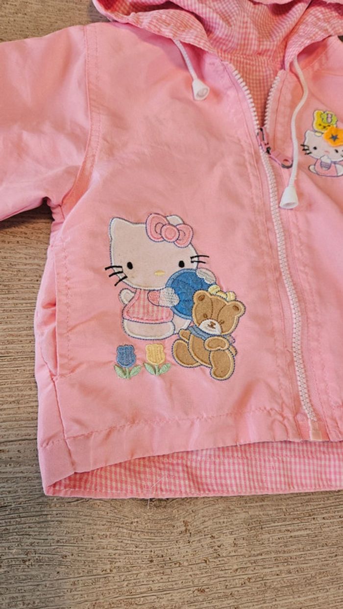 Veste à capuche réversible rose / rose à carreaux blancs, Hello Kitty, 4 ans - photo numéro 4