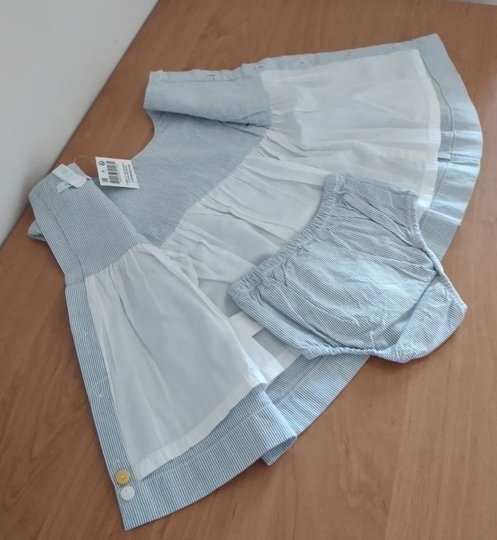 Ensemble Robe sans manches + Culotte 3 mois fille Neuve avec étiquette  Obaïbi - photo numéro 5