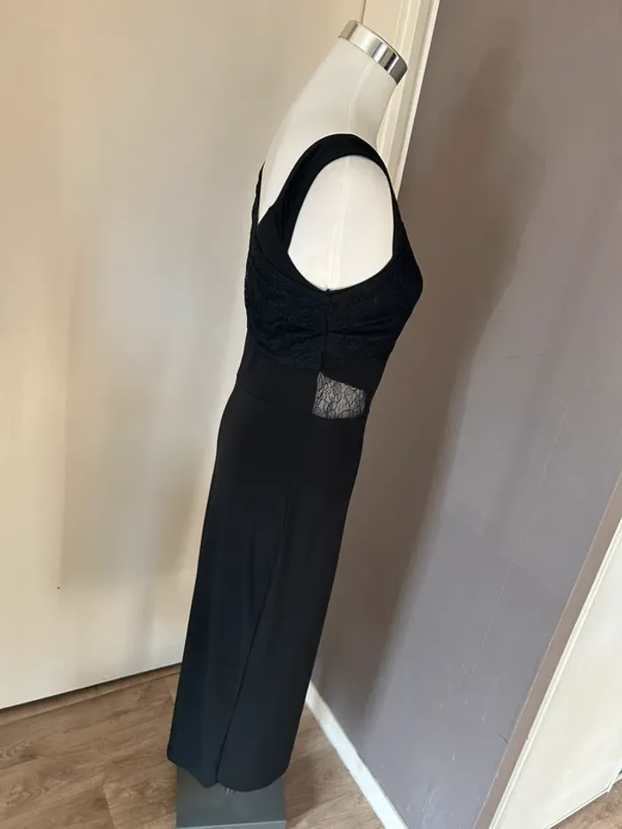 Asos robe longue fourreau noir dentelle, moulante, femme, taille 40 - photo numéro 4