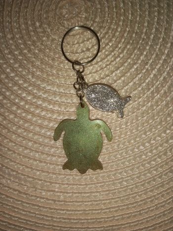 Porte clé tortue poisson résine epoxy