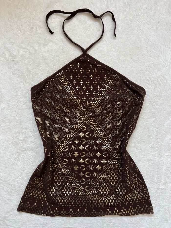 Top vintage marron pailleté à nouer y2k Coquette Summer Ibiza - Taille S - photo numéro 2