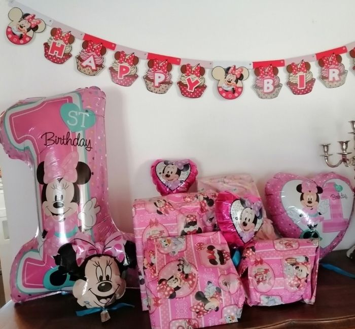 Lot décorations anniversaire fille 1 et 2 ans Minnie tons rose et rouge BE 🎈 - photo numéro 5