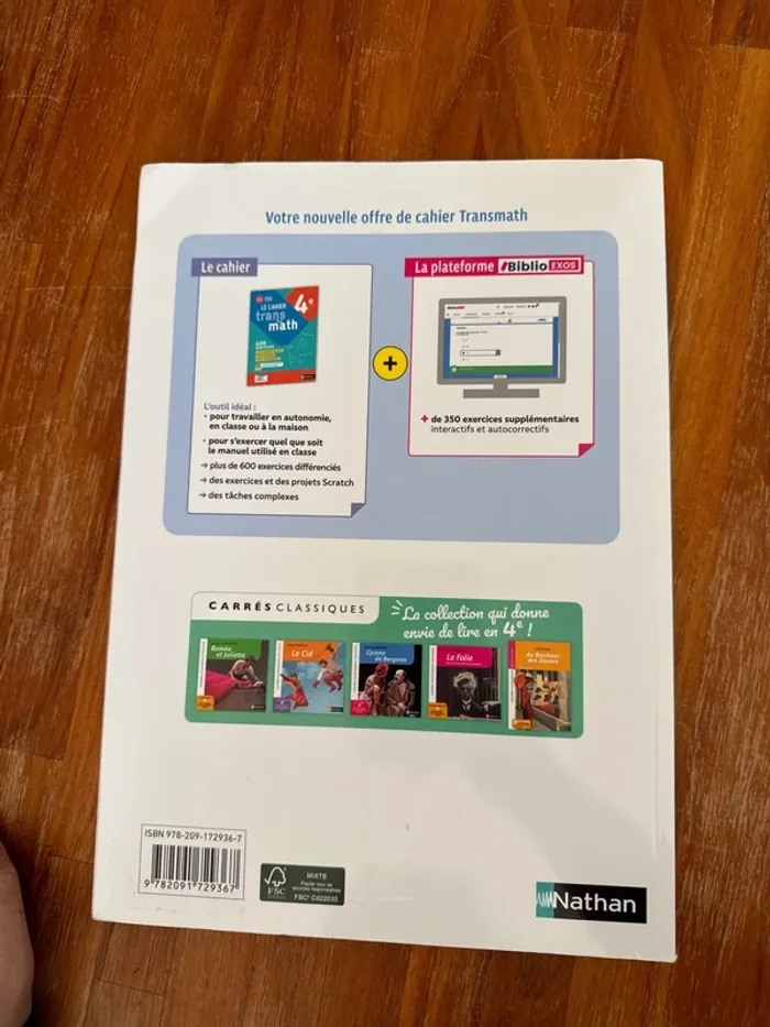 Livre le cahier de  trans math 4e - photo numéro 3