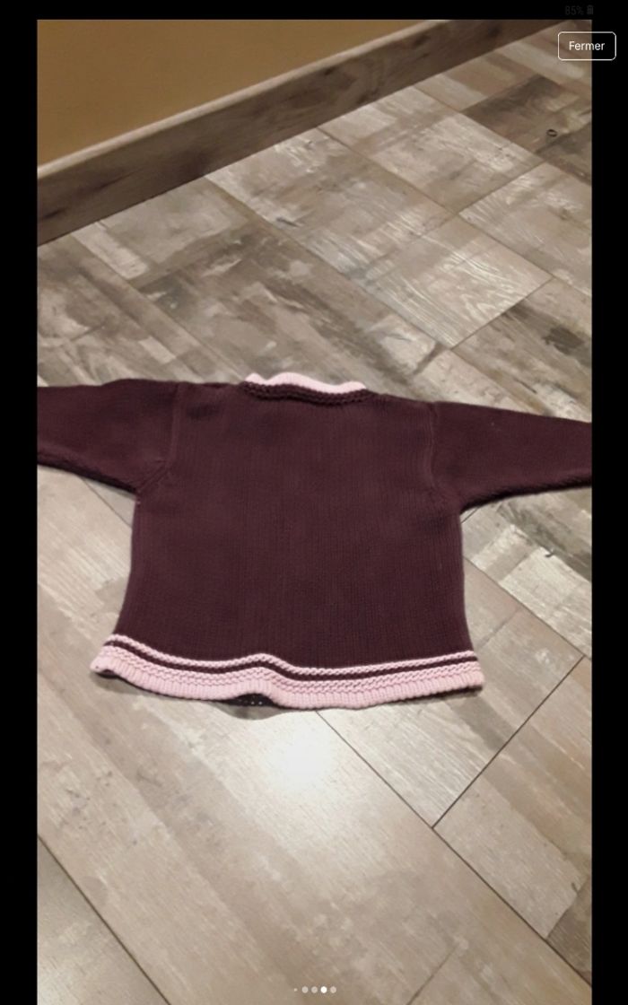 Pull violet dessin coeur rose - photo numéro 6