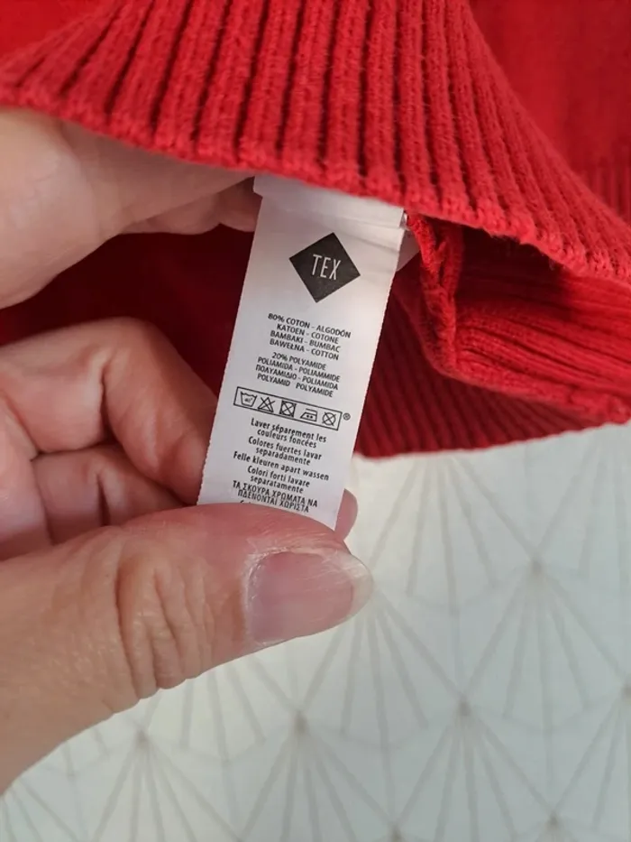 Pull garçon rouge tex 3-4 ans tbe taille plus 4-5 ans - photo numéro 5
