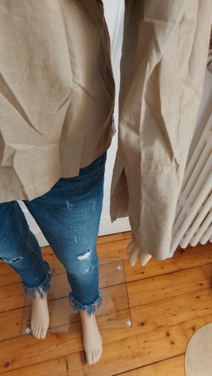 Blouse beige- légère- col V- motif uni/ autre ton taille XXL/44 - photo numéro 4