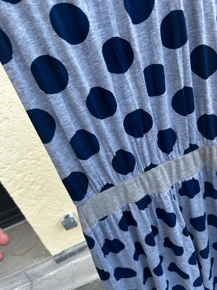 🤍 Combi-pantalon bustier grise à pois bleus – Taille M - photo numéro 9