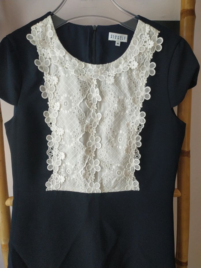 Robe Marine détail blanc fleurs - photo numéro 2