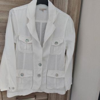 Veste saharienne blanche lin