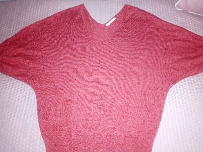 Pull Camaieu rouge brillant
