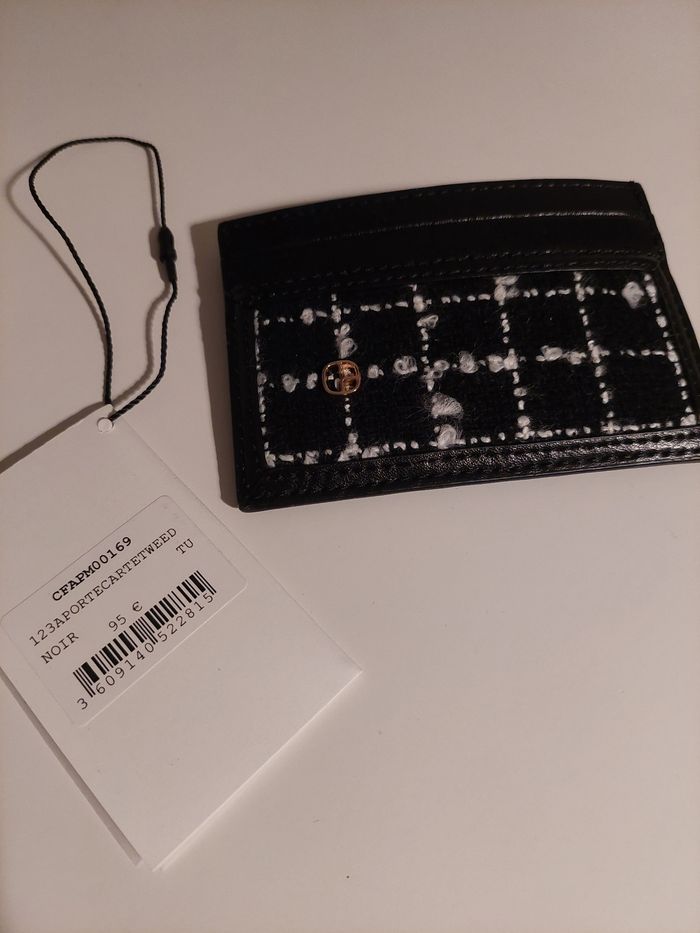 Porte carte claudie pierlot Tweed noir et blanc - photo numéro 2