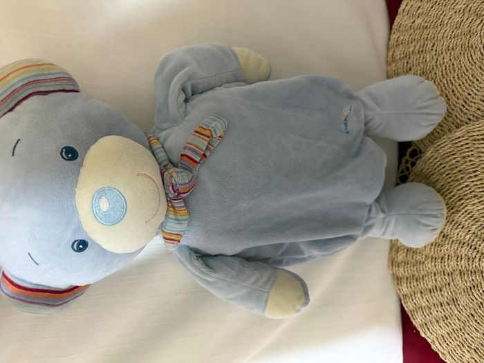 Peluche ours bleu range pyjama Babysun sac à dos - photo numéro 2