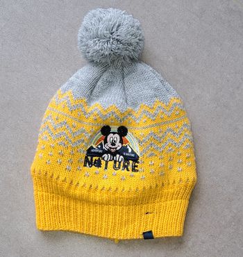 Bonnet jaune et gris Mickey 12 mois