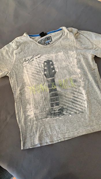 Tee Shirt gris guitare rock’ n roll 12 ans