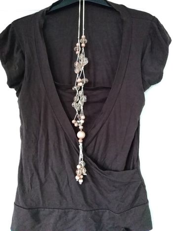 Tee-shirt marron avec collier intégré taille unique