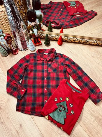 Taille 5 ans teeshirt et chemise Noël garçon TAO Kiabi rouge bleu marine * sapin * 🎄