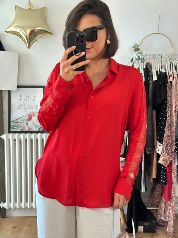 Chemisier The Kooples rouge taille 36 - photo numéro 4