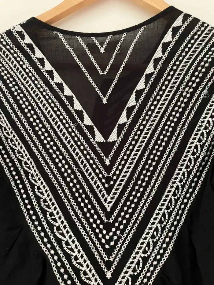 Chemisier ba&sh “Bluet” noir brodé blanc – T36 – 100% coton bohème chic - photo numéro 9