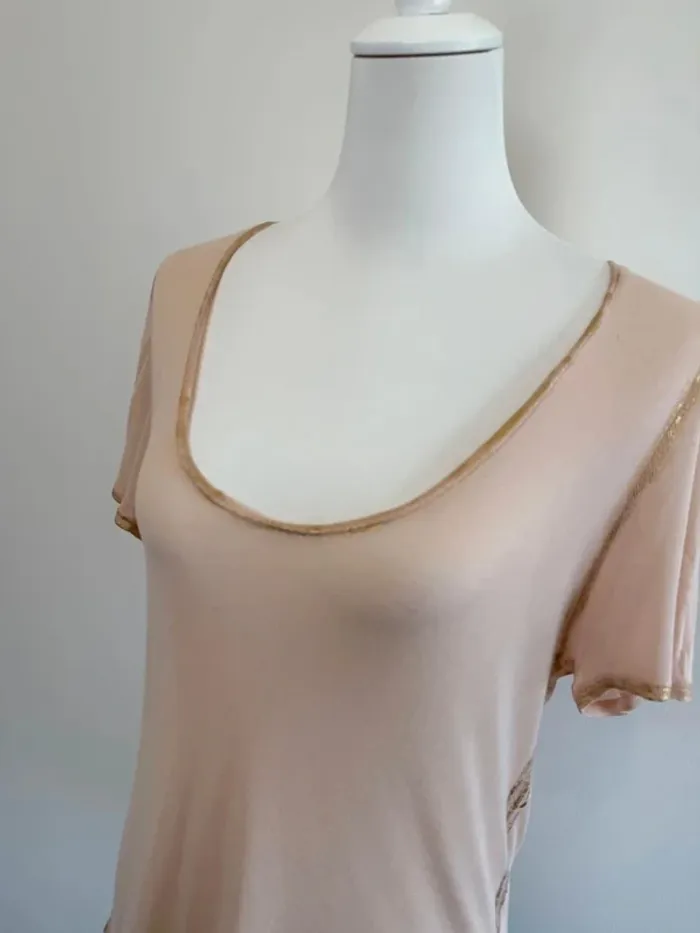 Magnifique T-shirt Zadig & Voltaire saumon et doré taille M parfait état - photo numéro 2