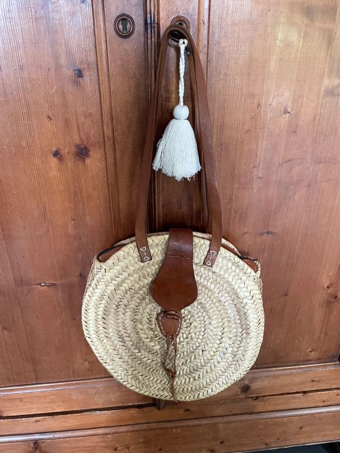 Grand sac à main panier paille