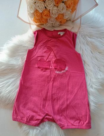 Barboteuse cerise bébé fille