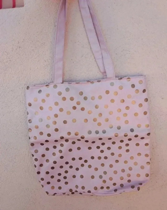 Sac rose à pois doré fourre tout - photo numéro 2