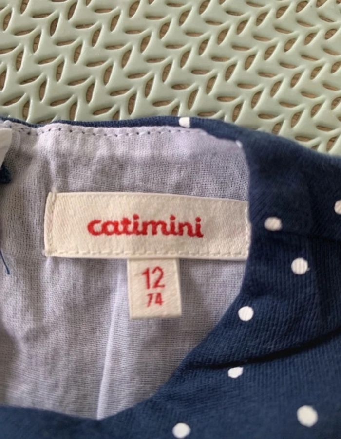 Robe bleu marine a pois blanc -12mois - catimini - photo numéro 8