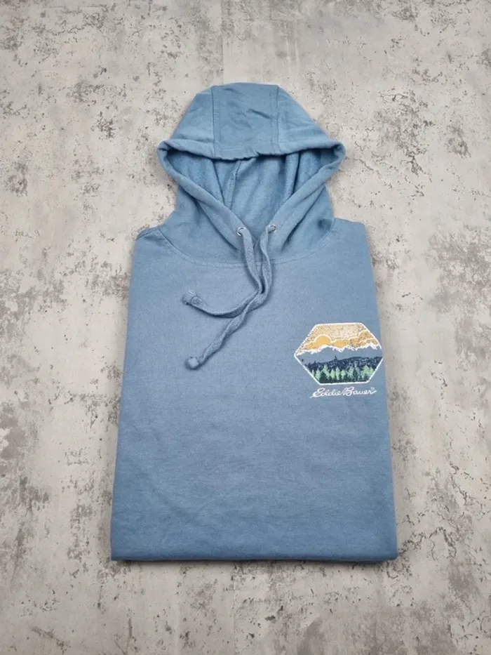 Sweat à capuche Eddie Bauer bleu – Taille M Homme (mesures en photos) - photo numéro 2