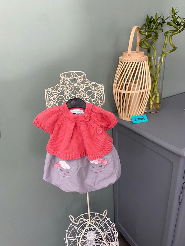 Ensemble fille 1 mois robe et gilet