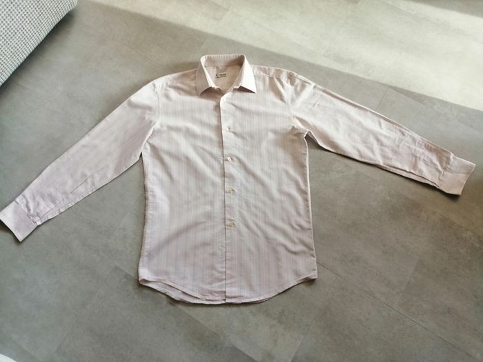 Chemise rayé rose pale manches longues 38 Lionne