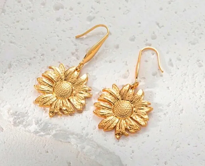 Boucles d'oreilles tournesol acier