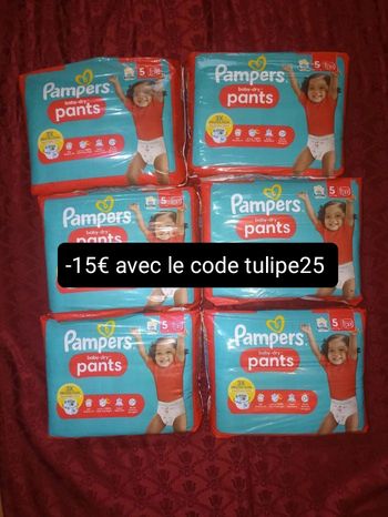 Lot de six paquets couches Pampers pants culottes T5 taille 5
