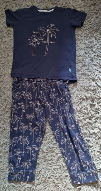 Pyjama marine motifs palmiers 6-8ans mixte