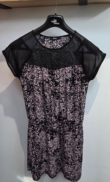 Tee-shirt MC noir motif rose #mim 34