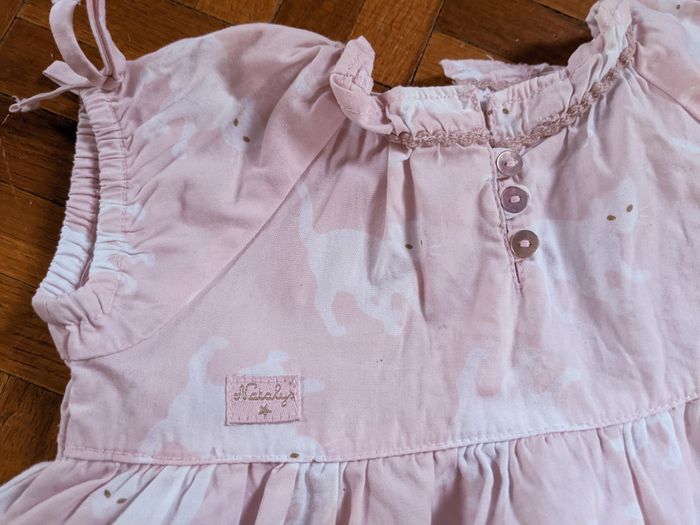 Jolie robe Natalys neuve rose imprimé chats blancs - photo numéro 4