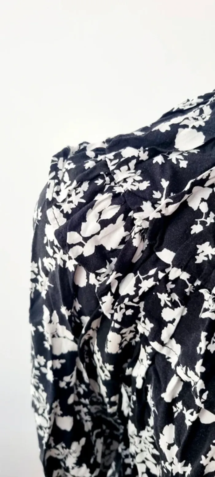 Blouse zara imprimée fleuri noir et blanc 38 - photo numéro 5